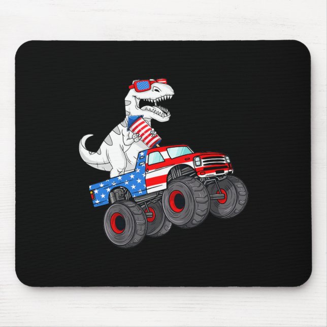 från juli t Rex Dino Trex Dinosaur Monster Lastbil Musmatta (Framsidan)