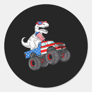 från juli t Rex Dino Trex Dinosaur Monster Lastbil Runt Klistermärke