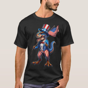från juli T-rex Usa Patriotic American Flagga Dino T Shirt