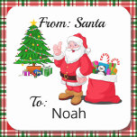 Från Jultomten Barns Namn-pålägg för gift Fyrkantigt Klistermärke<br><div class="desc">Från Jultomten Gift Sticker med Child's Namn</div>