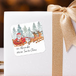 Från Jultomten Kids jul Fyrkantigt Klistermärke<br><div class="desc">Klistermärken i pappa jul som har en minimal vit bakgrund,  elegant vattenfärg gräs träd,  jultomten med renar,  snöfall och en textmall som du kan använda för att anpassa.</div>