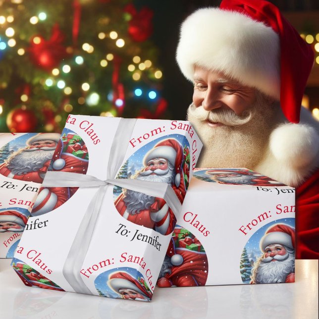 Från Jultomten Lägg till barns Namn stora  rullar Presentpapper (Skapare uppladdad)