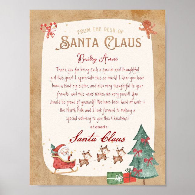 Från Jultomten Sled Santa Brev skrivbord Poster (Framsidan)