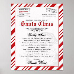 Från Jultomten Telegram Santa Brev skrivbord Poster