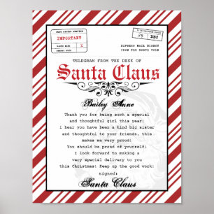 Från Jultomten Telegram Santa Brev skrivbord Poster
