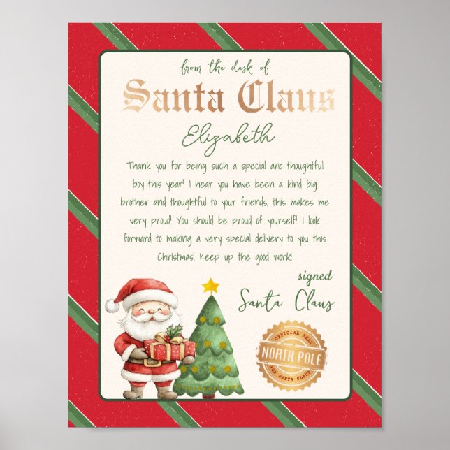 Från Jultomten Träd Santa Brev skrivbord Poster (Framsidan)