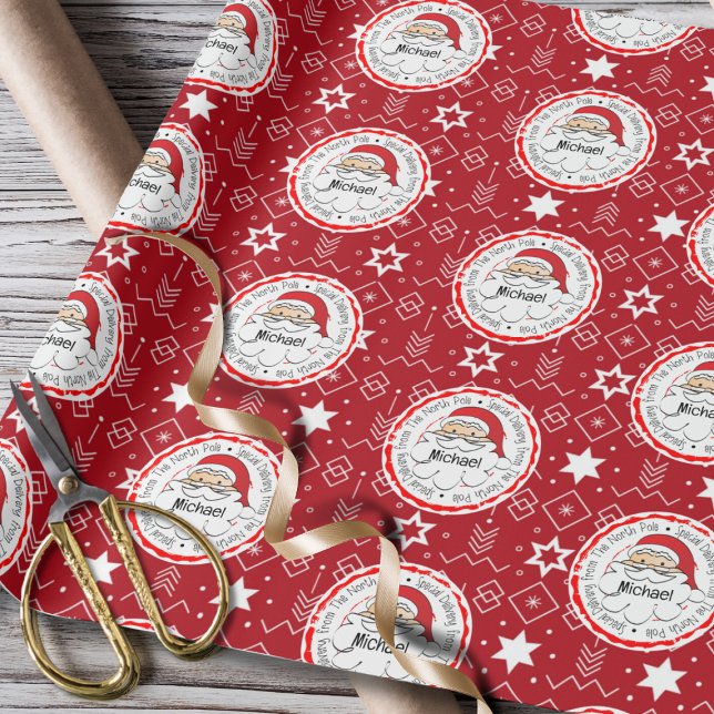 Från jultomtens traditionella snöflammande jul presentpapper (Skapare uppladdad)