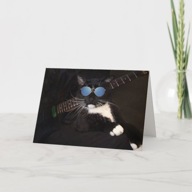 "Från katten" Coola hipster Birthday Kort (Framsida)