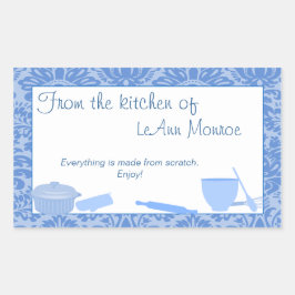 Från köket av Märkre i blått Rektangulärt Klistermärke