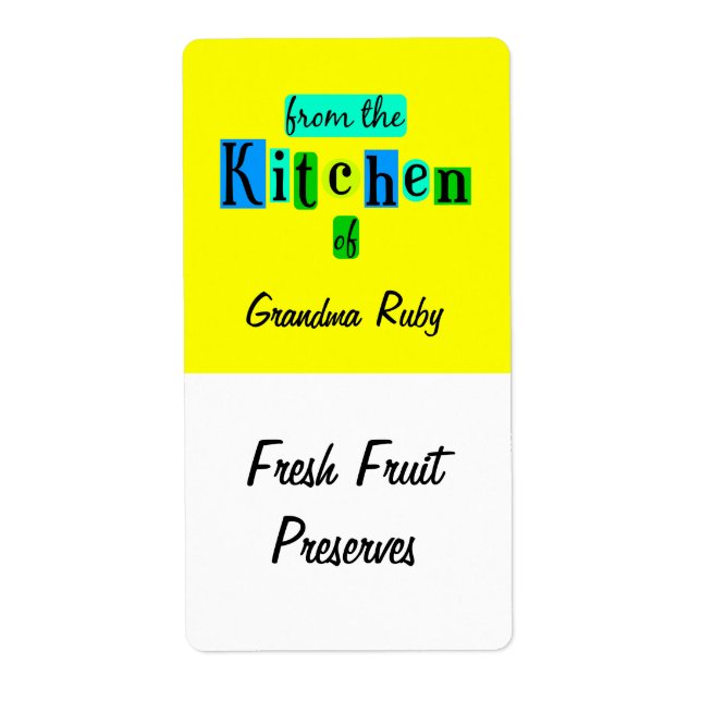 Från köket Custom Blue Green Recept Etikett Fraktsedel (Framsidan)