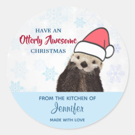 Från köket | Cute Julgrör Runt Klistermärke