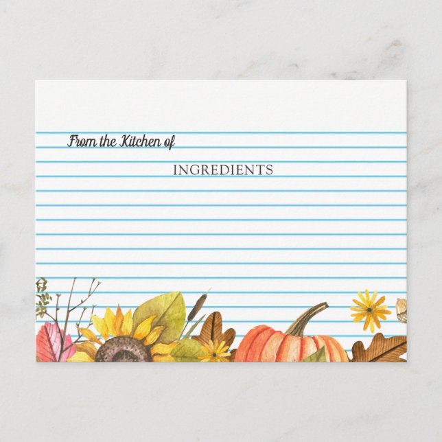 Från Köket för Fall Möhippa Recipe Card Vykort (Framsida)