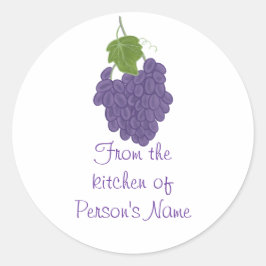 Från köket, Grape Sylt Jelly Lid Stickers Runt Klistermärke
