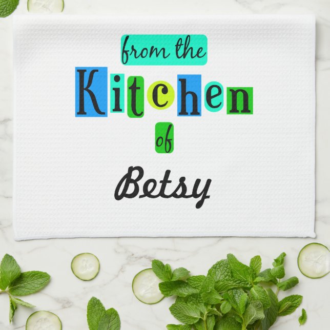 Från köket i Anpassningsbar Retro Kitchen Towel Kökshandduk (Vikta)