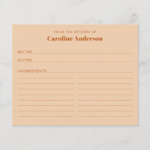 Från köket i Anpassningsbar Tan Brown Recipe Card