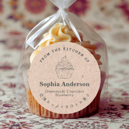 Från köket i Cupkaka Kraft Papper Rustic Runt Klistermärke