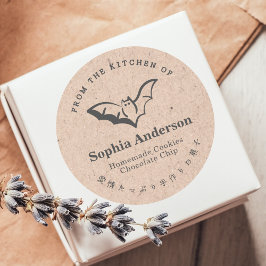 Från köket i Halloween Fladdermus Kraft Rustic Runt Klistermärke