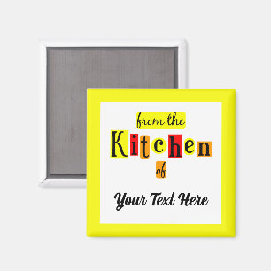 Från köket i Retro anpassad gul kant Magnet