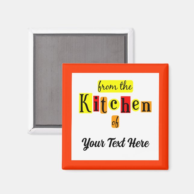 Från köket i Retro anpassad orange kant Magnet (Front/Back)