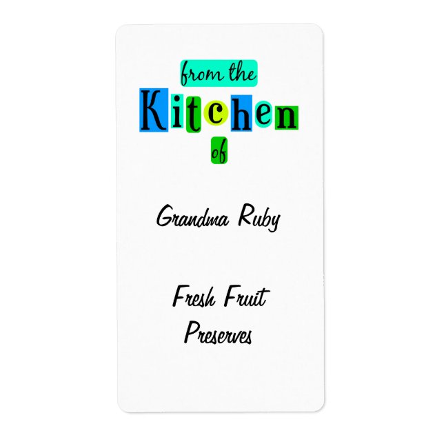 Från köket i Retro Blå Grön Recept Etikett Fraktsedel (Framsidan)