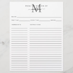 Från köket i Silver Grått Monogram Recipe