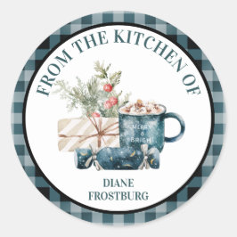 Från köket i Teal Blue-julmat Runt Klistermärke