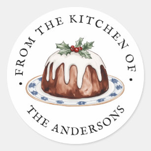 Från köket Julpudding Runt Klistermärke