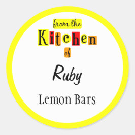 Från Köket med Red Gult Anpassningsbar Stickers Runt Klistermärke