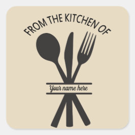Från köket med tillsatt namn-dekal fyrkantigt klistermärke
