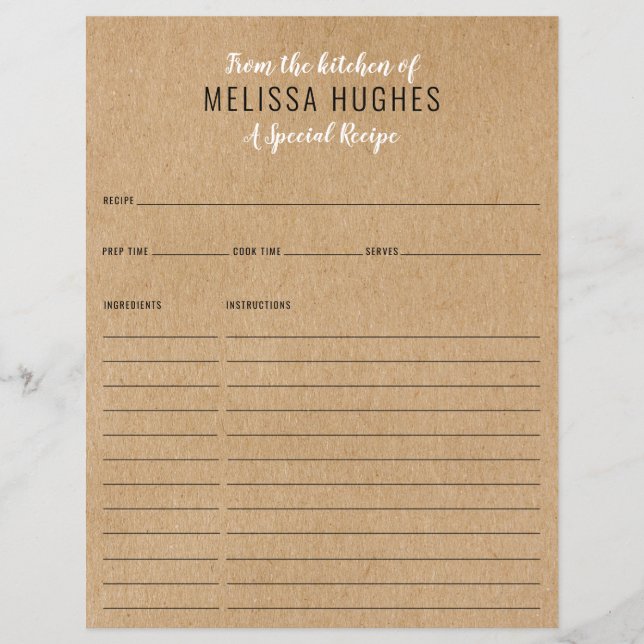 Från köket Rustic Kraft Receptkort (Framsida)