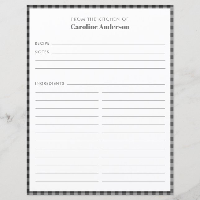 Från köket | Svart Grått-utskriven mottagarsida (Framsida)