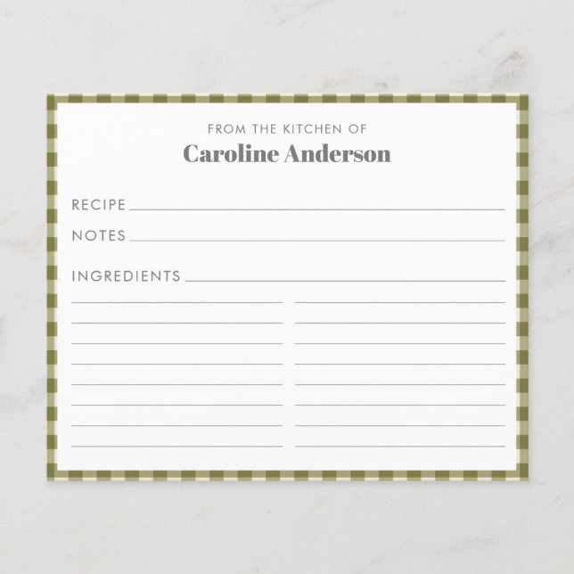 Från köket till det Oliv grönt receptkortet (Framsida)