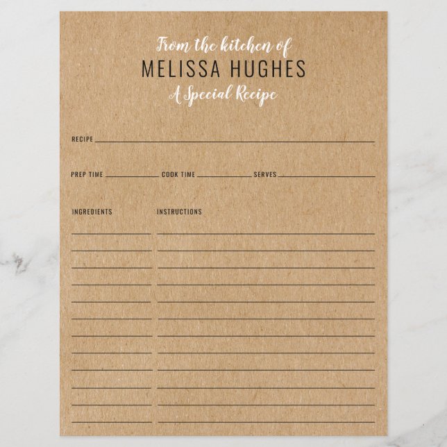 Från köket till Rustic Kraft-receptet (Framsida)