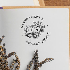 Från lantliga botaniska bokinitialers bibliotek självfärgande stämpel