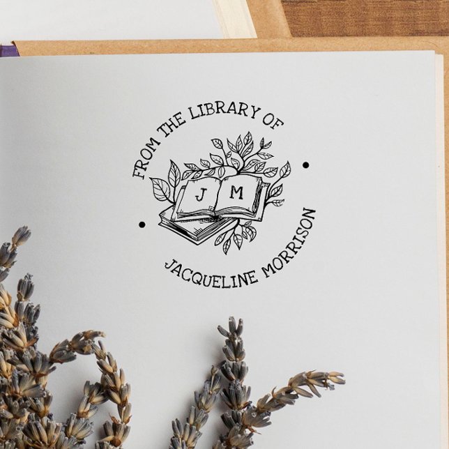 Från lantliga botaniska bokinitialers bibliotek självfärgande stämpel (Skapare uppladdad)