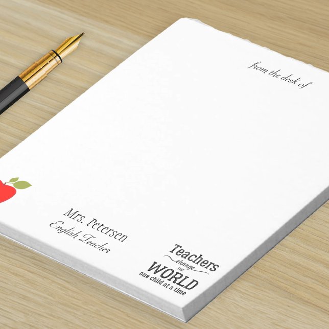 Från läraren namn rödäppelcitat anteckningsblock (Skapare uppladdad)