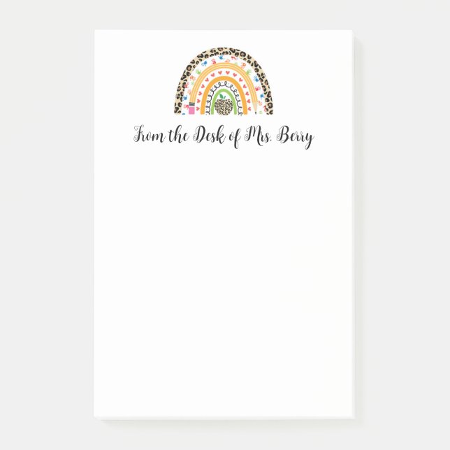 Från lärarens skrivbord Modern regnbåge Post-it Block (Framsida)