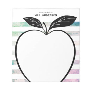 Från lärarskrivbordet Apple Watercolor Rand Anteckningsblock