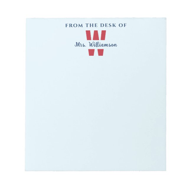 Från lärarskrivbordet, eget namn för Monogram Anteckningsblock (Framsida)