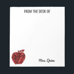 Från lärarskrivbordet Red Sequin Apple enkelt Anteckningsblock<br><div class="desc">Från lärarcentralen Red Sequin Apple Minimalist Note Pad för lärare. Lärarpresent till roligtens personlig. Röda faux-sekvin silhouette-äpple med lärarens namn personlig i hörnet. Personlig med din favoritlärares namn. Anpassa texten till rektor,  bibliotekarie eller annan viktig person i skolan. Lärargåvor vid årets slut. Modern snyggt-design. www.SamAnnDesigns.com</div>