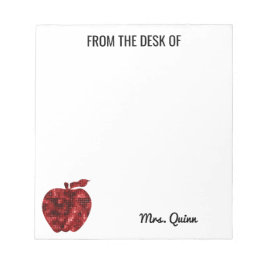 Från lärarskrivbordet Red Sequin Apple enkelt Anteckningsblock