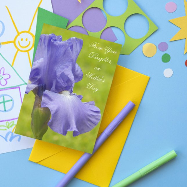 Från Lila Iris Blommigt Mors dag Kort (In Situ)