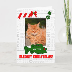 från Lodrät Cat Meowy jul Pet's Photo Helgkort