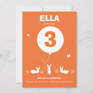 Från Lucy: BUNNY BALLOON - födelsedagsfest inbjuda Inbjudningar