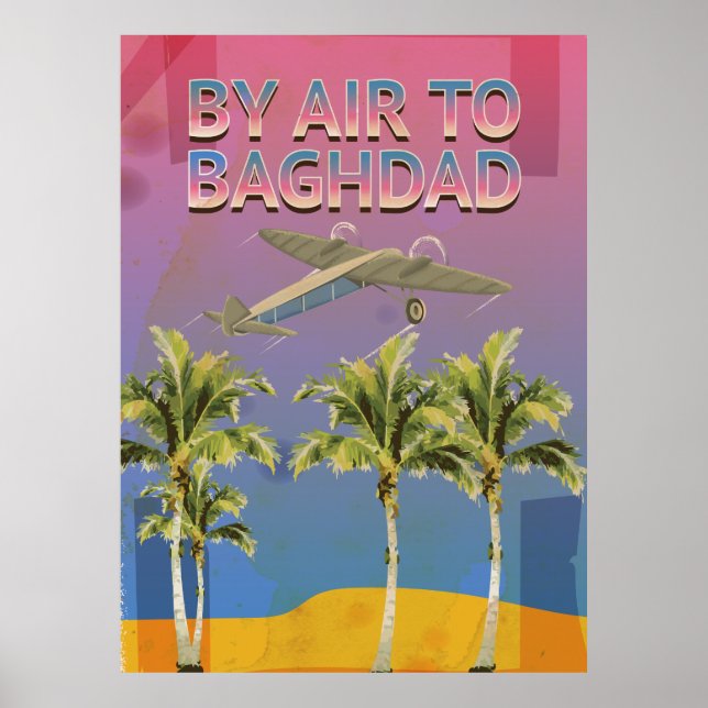 från Luft till Bagdad Vintage resor poster (Framsidan)
