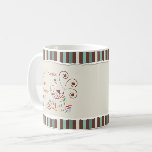Från Lycklig, sjuksköterskemedel Vecka Kaffemugg (Framsida vänster)