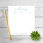 "Från Mamma of" Note till School, Teal Antecknings Anteckningsblock<br><div class="desc">De här anteckningsblocken gör en perfekt eller ett tillägg till ditt skrivbord. Anpassa anteckningsblocket med dina barns namn och din kontaktinformation i grund. Använda funktionen Anpassa om du vill ändra teckensnitt eller layout för texten.</div>