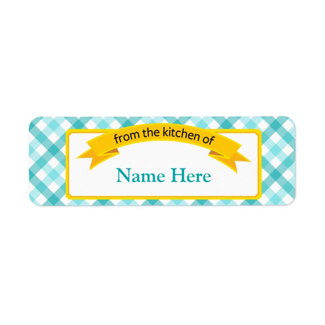 Från matmärket Köks - Teal Returadress Etikett (Framsidan)
