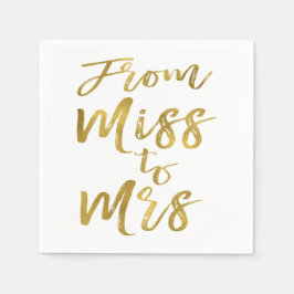 Från Miss till Mrs Möhippa Gold Foil Script Pappersservett
