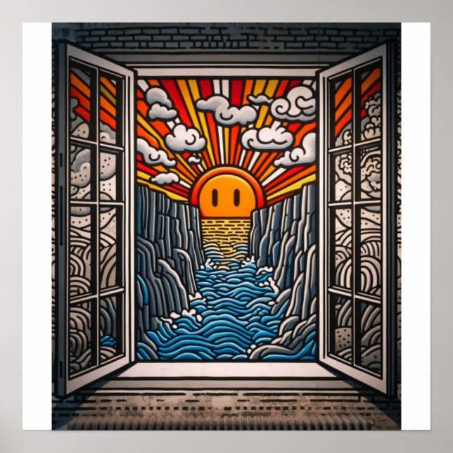 Från mitt fönster: Solnedgång och klipp 2 Poster (Framsidan)